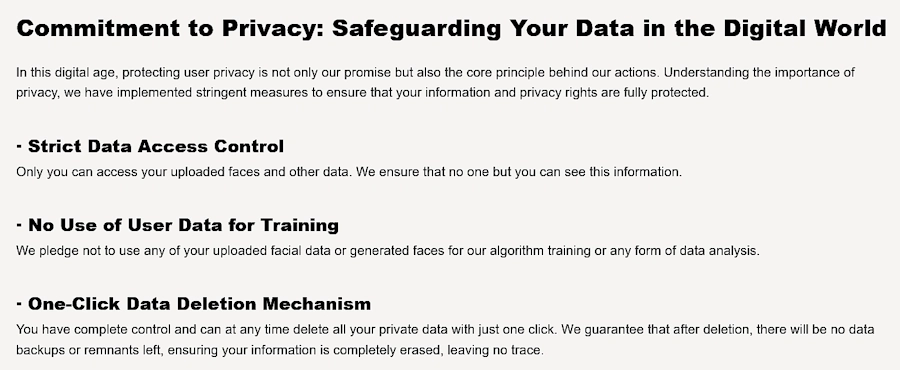 deepswap users privacy screenshot